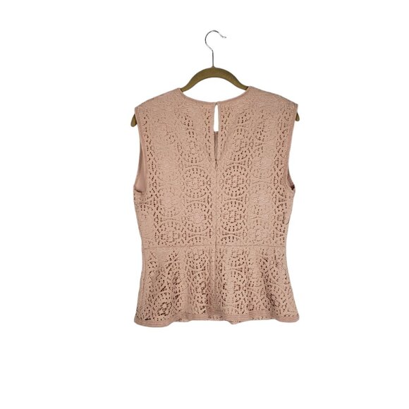 Ann Taylor Lace Sleeveless Peplum Top Dressy Beige Blush Special Occasion Size S - Picture 3 of 9